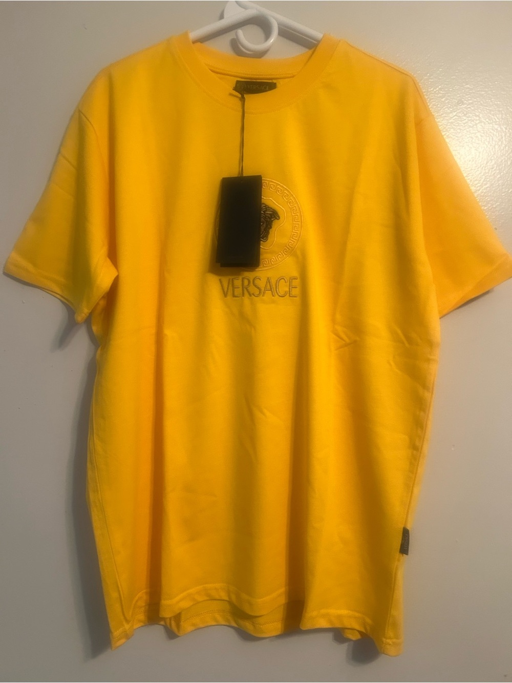Versace Bright Yellow Medusa Logo Short Sleeve Tee